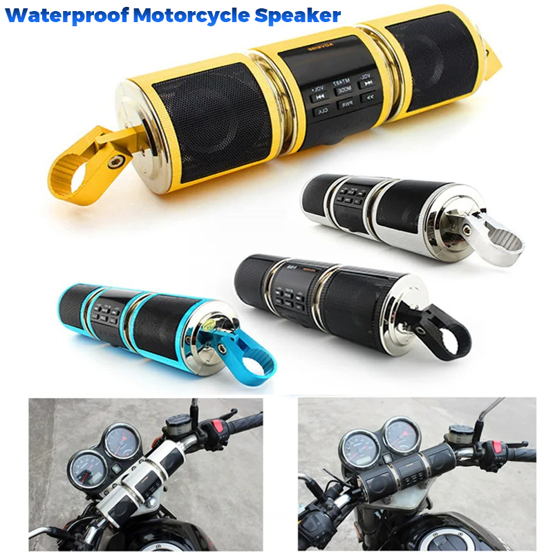 Bluetooth Speaker Waterproof - Motorcycle Audio FM Radio AUX USB