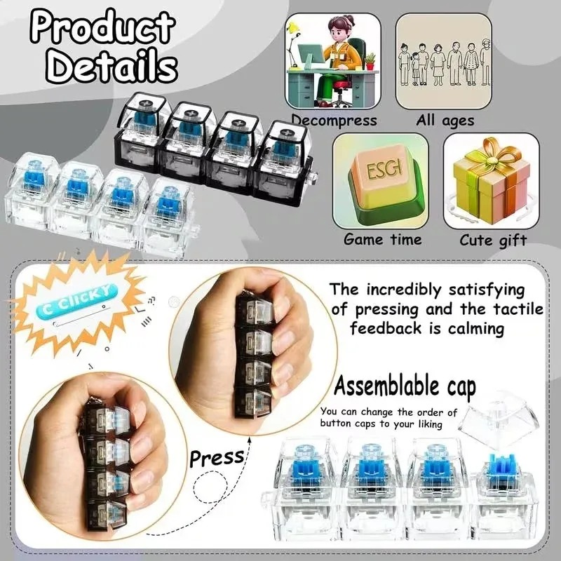 LED Keyboard Keychain Fidget T - đánh giá và giá Electronics Gadgets For Kids