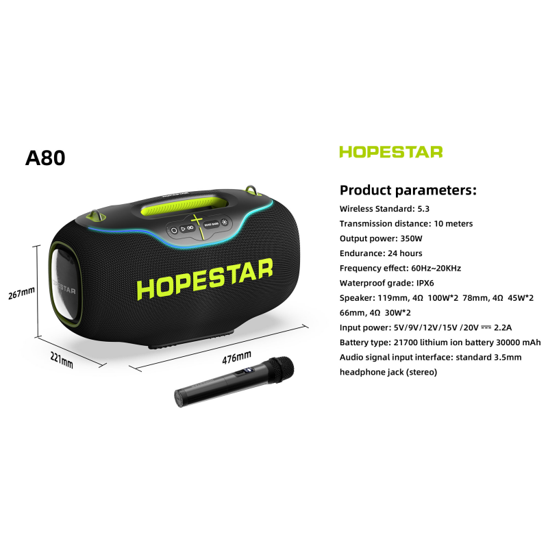 New Original HOPESTAR A80 350W - đánh giá và giá Bluetooth Speaker Waterproof