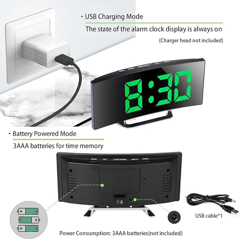 LED Digital Alarm Clock Curved - đánh giá và giá Electronic Gadgets For Home